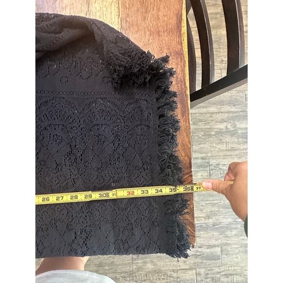 Lovestitch Women's Black V-Neckline Fringe Mini Kaftan Dress Size Medium - Picture 8 of 8